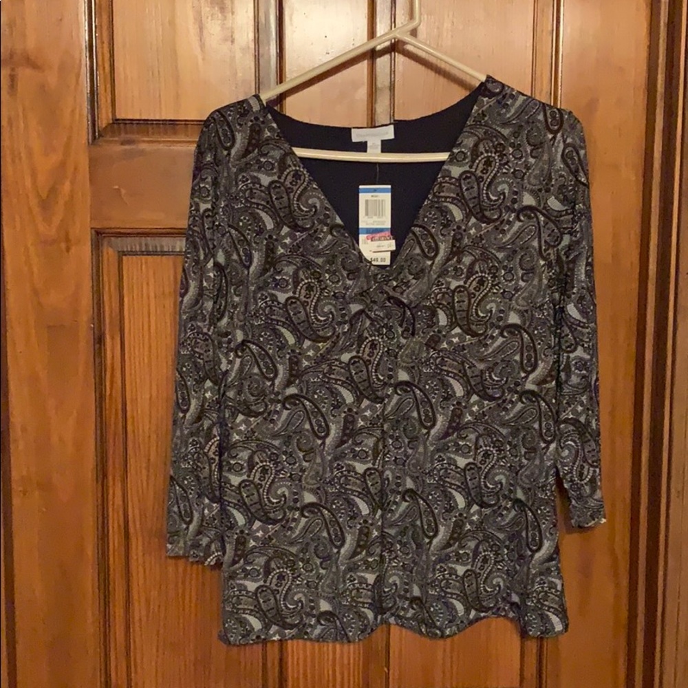 NWT brown paisley top